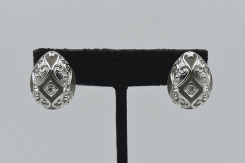 Joan Rivers - Vintage Silver Tone, Rhinestone and Enamel Earrings