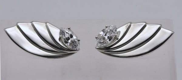 Kabana - Vintage Sterling Silver and Cubic Zirconia Wing Earrings