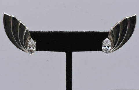 Kabana - Vintage Sterling Silver and Cubic Zirconia Wing Earrings