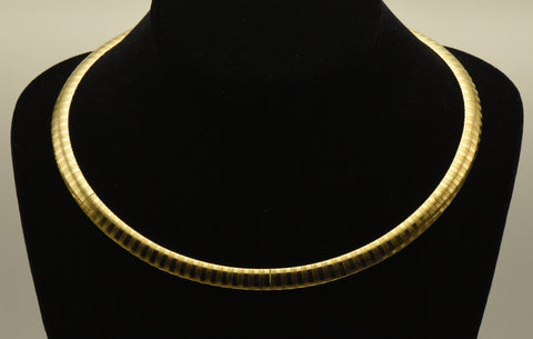 Vintage Italian Gold Tone Sterling Silver Omega Link Chain Necklace