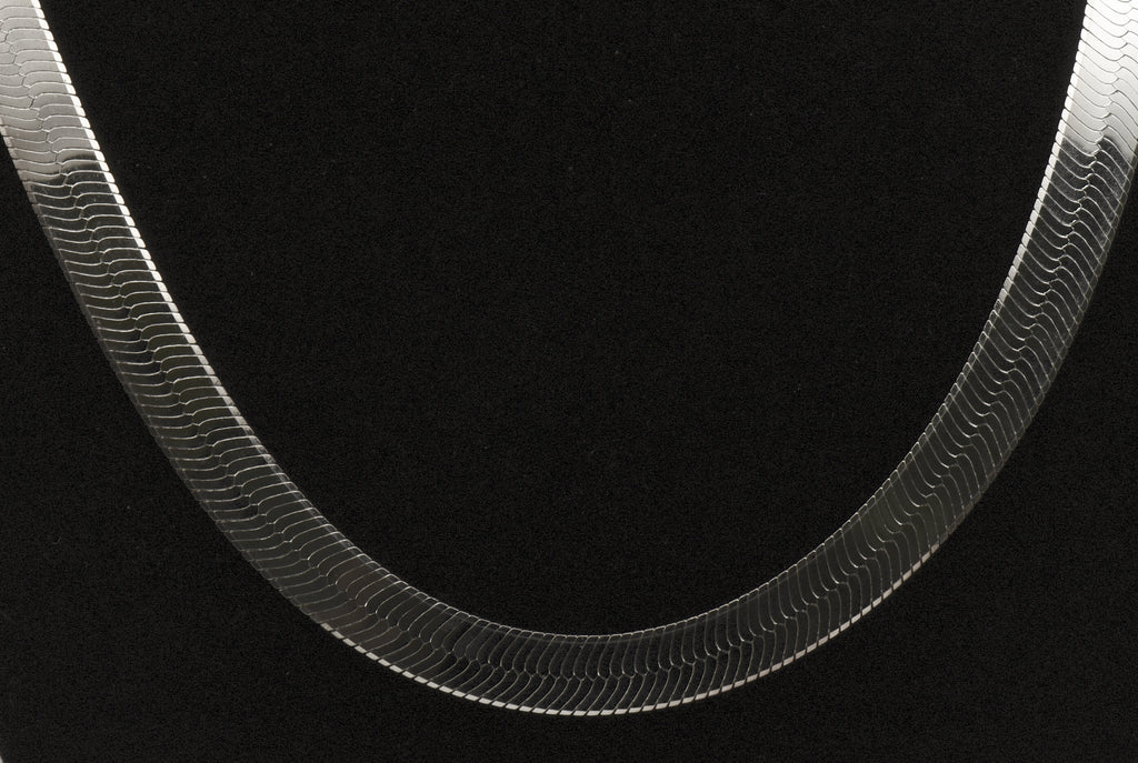 Milor - Vintage Sterling Silver Wide Herringbone Link Engraved Design Chain Necklace - 20"