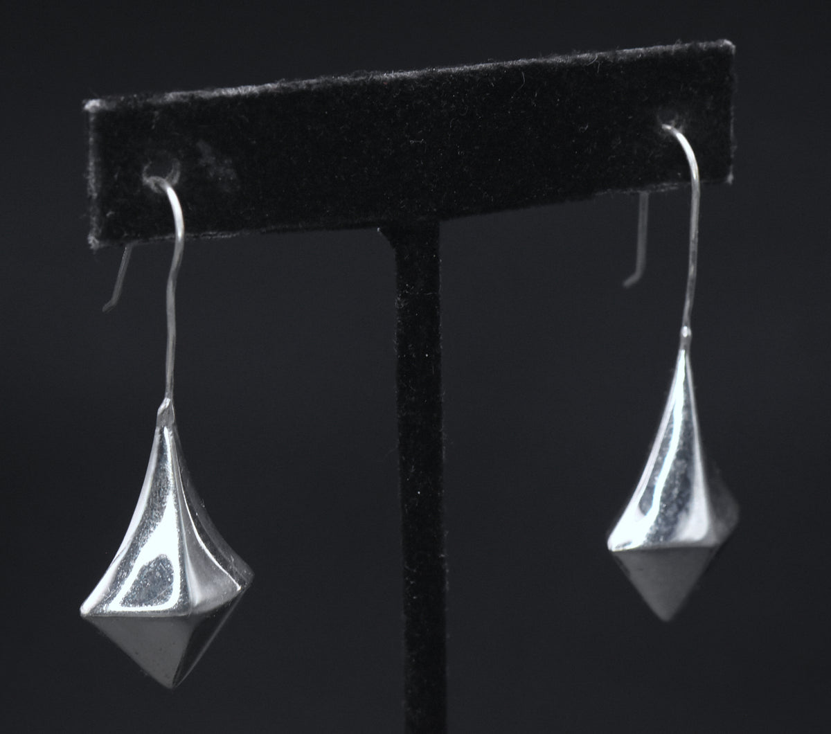 Vintage Puffed Kite Sterling Silver Earrings