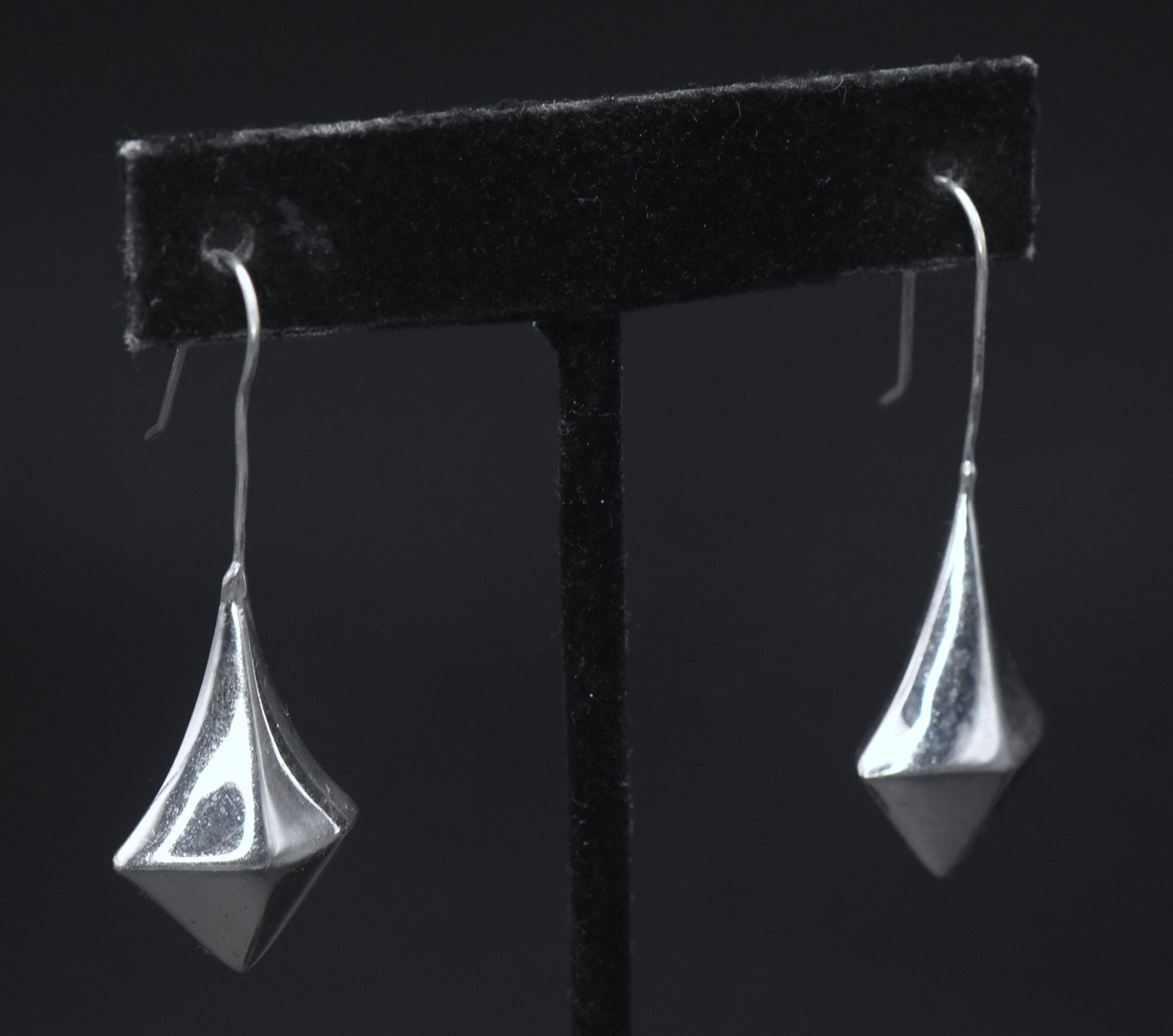 Vintage Puffed Kite Sterling Silver Earrings