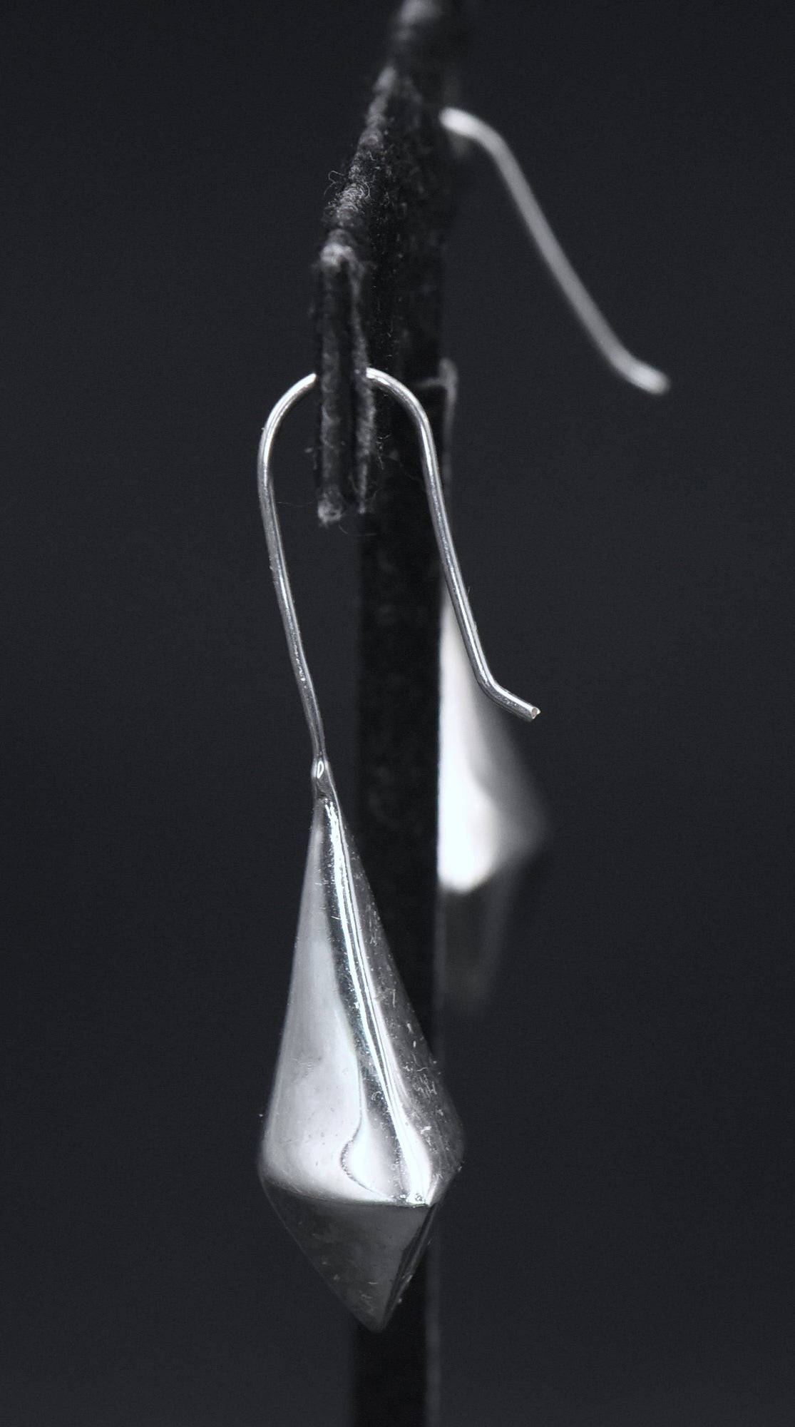 Vintage Puffed Kite Sterling Silver Earrings