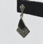 UNMATCHED Vintage Black Onyx and Marcasite Sterling Silver Earring