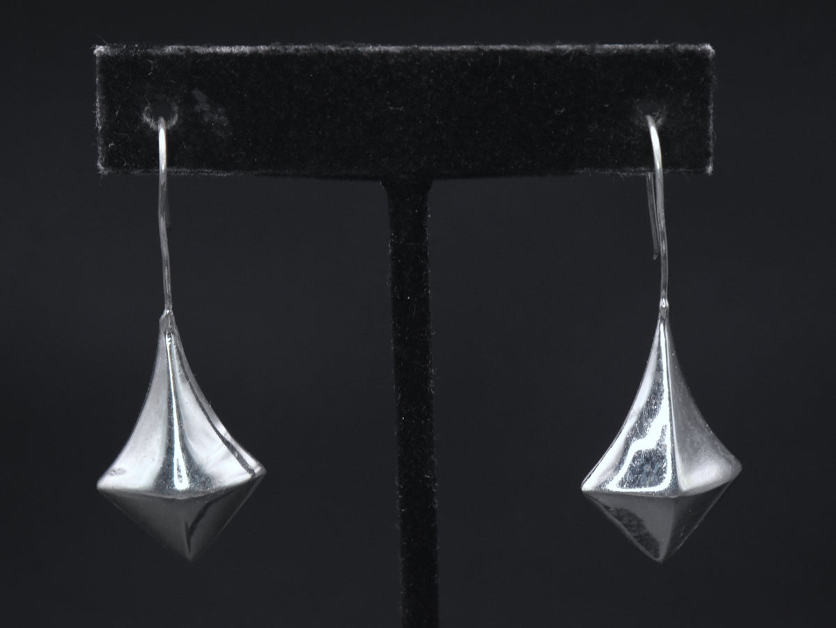 Vintage Puffed Kite Sterling Silver Earrings