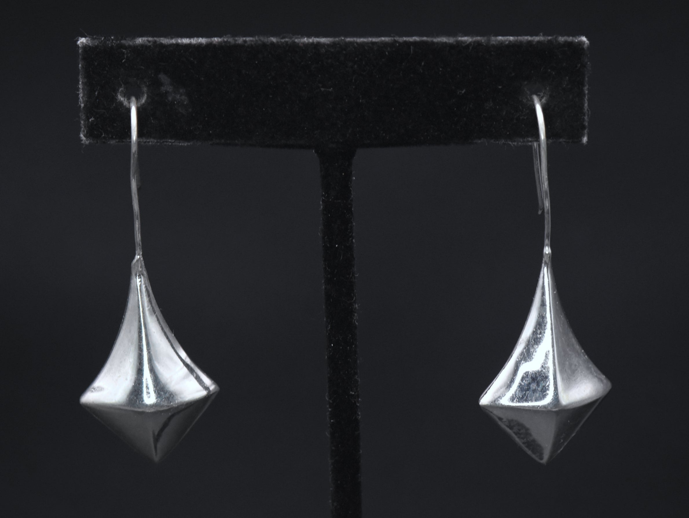 Vintage Puffed Kite Sterling Silver Earrings