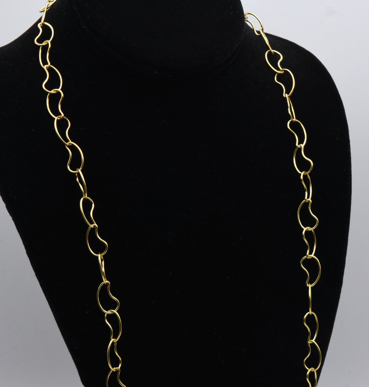 Veronese - Vintage Italian Gold Tone Sterling Silver Kidney Bean Link Chain Necklace - 36"