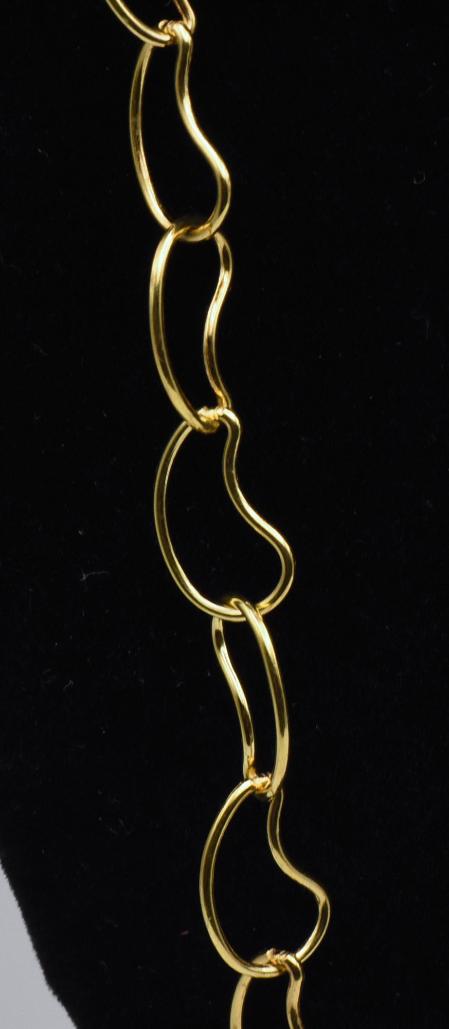 Veronese - Vintage Italian Gold Tone Sterling Silver Kidney Bean Link Chain Necklace - 36"