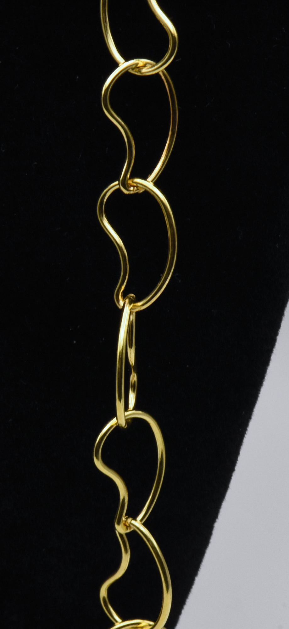Veronese - Vintage Italian Gold Tone Sterling Silver Kidney Bean Link Chain Necklace - 36"