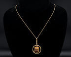 Kordes & Lichtenfels - 9kt Gold Tiger's Eye Pendant Gold Chain Necklace - 18"