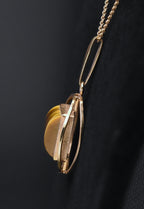 Kordes & Lichtenfels - 9kt Gold Tiger's Eye Pendant Gold Chain Necklace - 18"