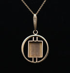 Kordes & Lichtenfels - 9kt Gold Tiger's Eye Pendant Gold Chain Necklace - 18"