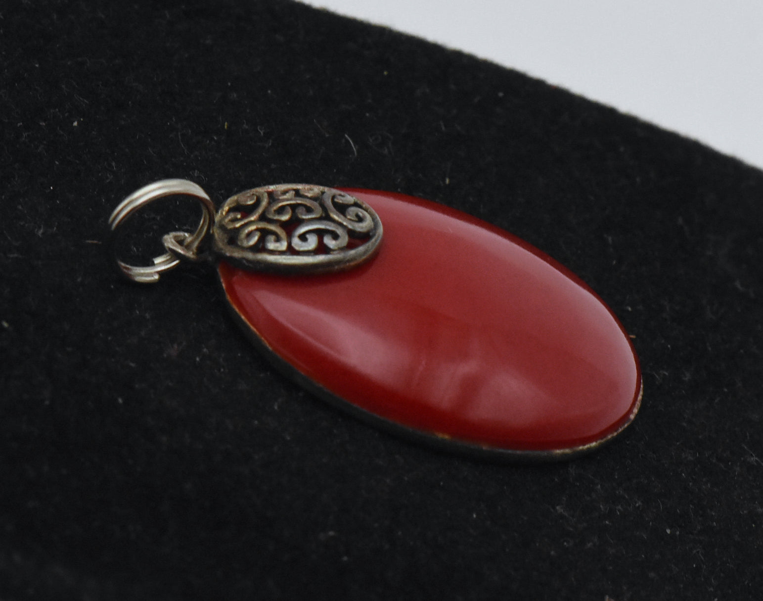 Vintage Red Coral Sterling Silver Pendant
