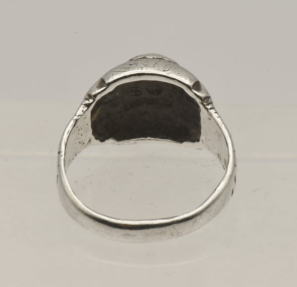 Vintage Kokopelli Black Onyx Inlaid Sterling Silver Ring - Size 7.75