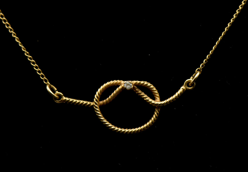 Vintage 14k and Diamond Knot Chain Necklace - 15.5"