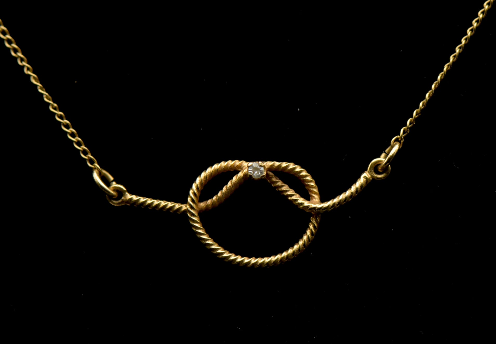 Vintage 14k and Diamond Knot Chain Necklace - 15.5"