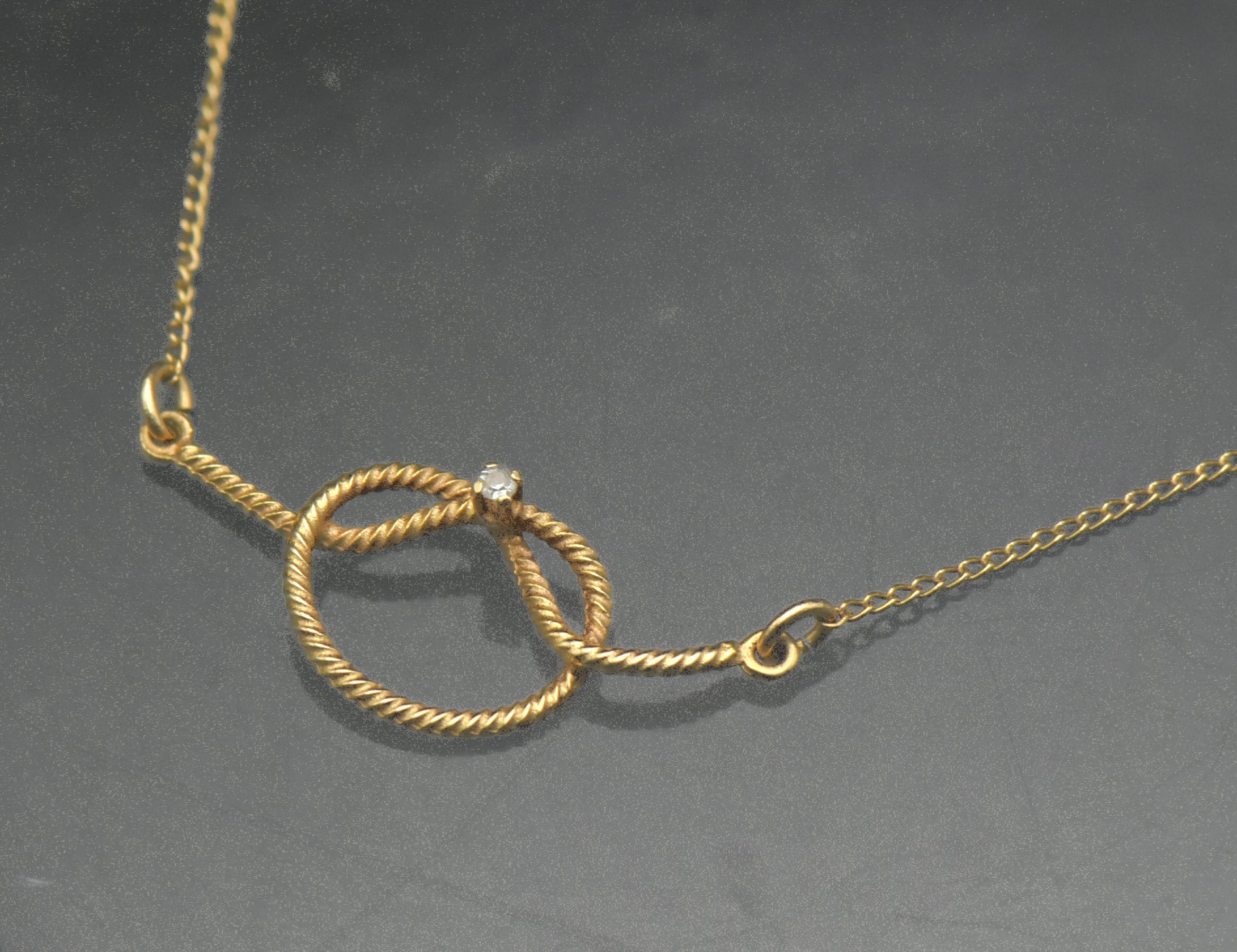 Vintage 14k and Diamond Knot Chain Necklace - 15.5"