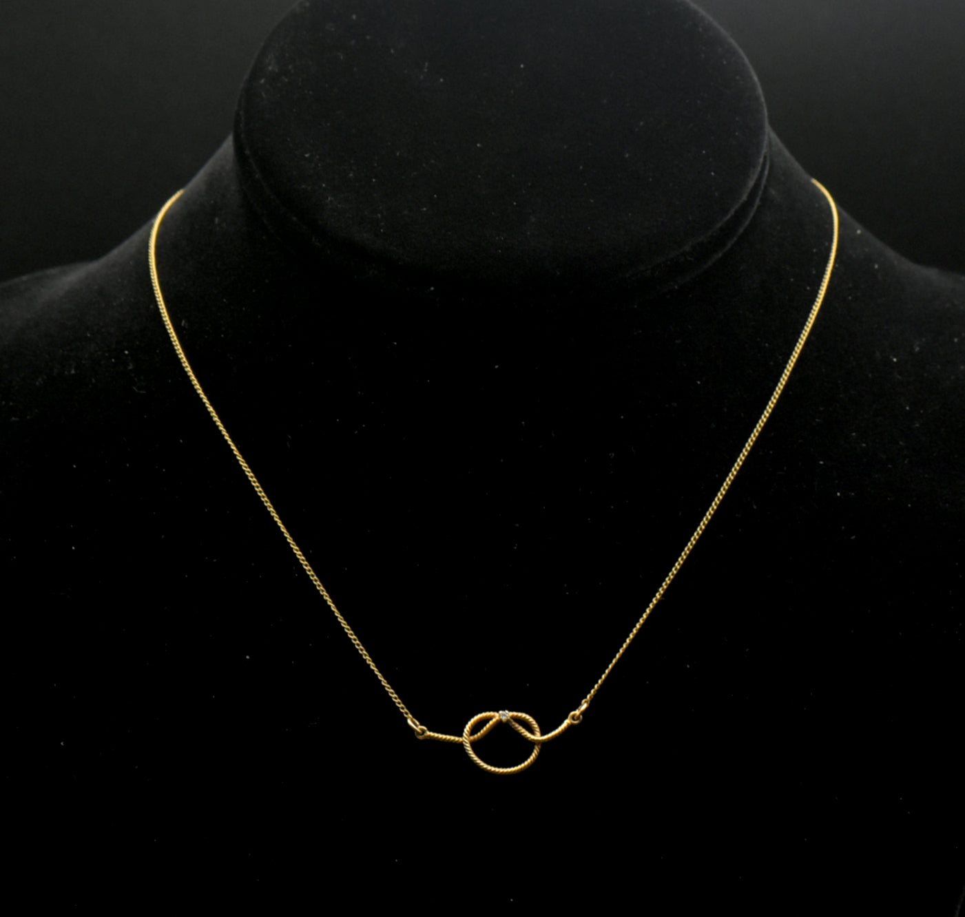 Vintage 14k and Diamond Knot Chain Necklace - 15.5"