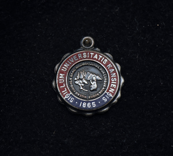 Vintage University of Kansas Sterling Silver and Enamel Charm