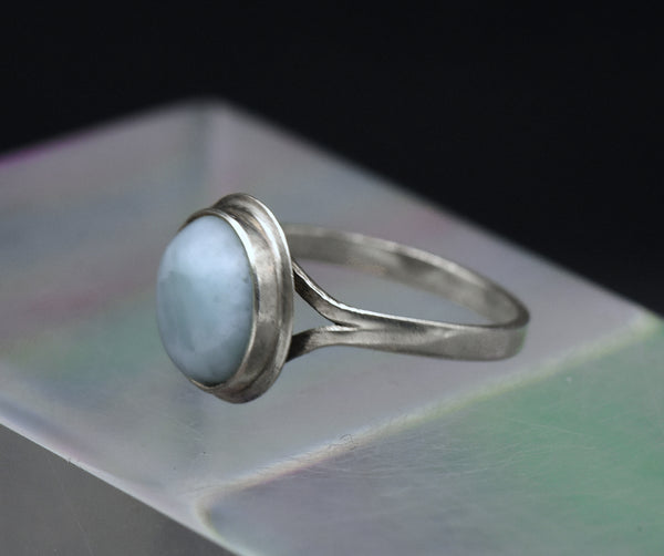 Vintage Handmade Larimar Sterling Silver Ring - Size 6.75