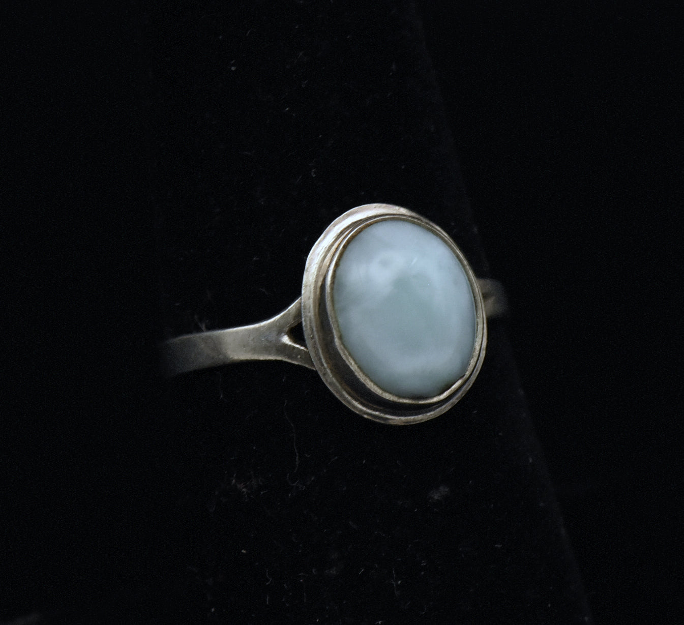 Vintage Handmade Larimar Sterling Silver Ring - Size 6.75