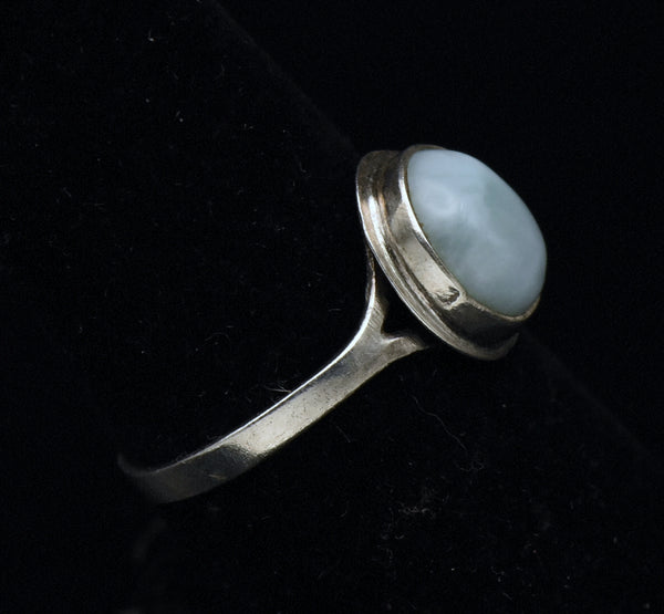 Vintage Handmade Larimar Sterling Silver Ring - Size 6.75