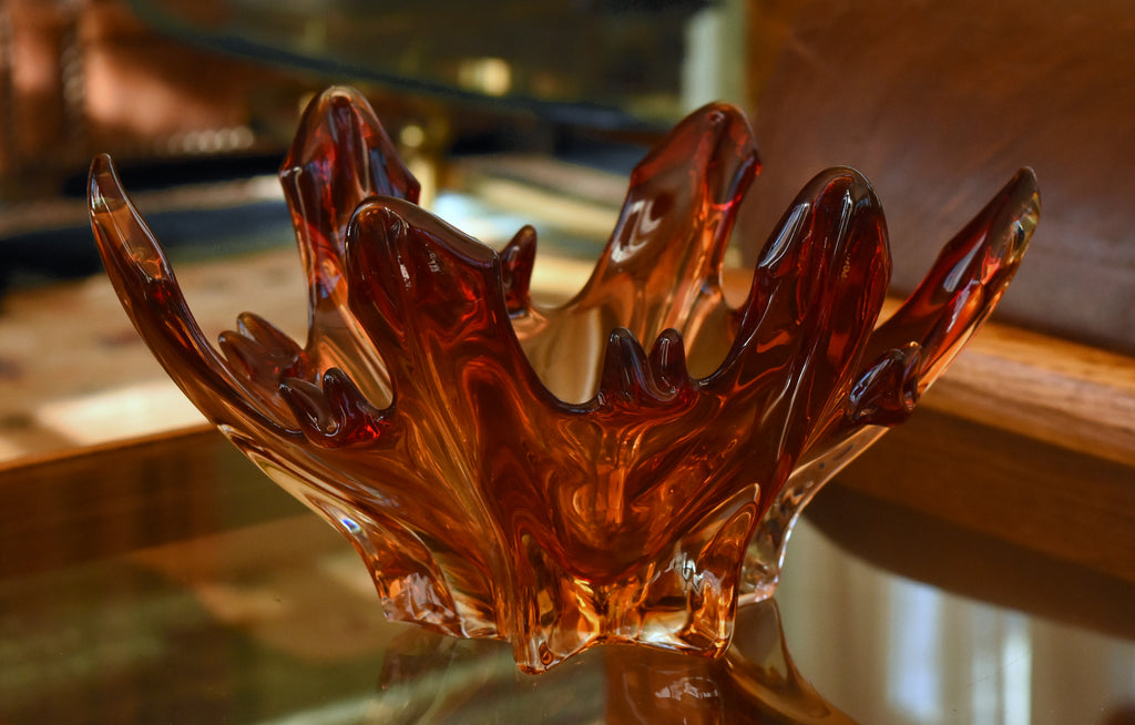 Vintage Handmade Glass "Lava Splash" Bowl