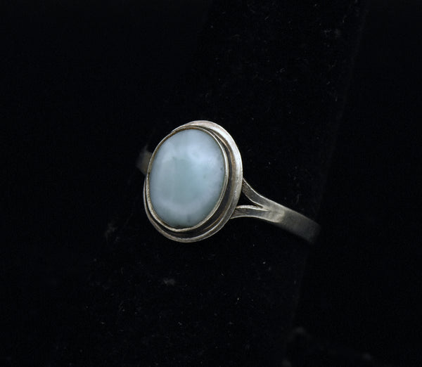 Vintage Handmade Larimar Sterling Silver Ring - Size 6.75