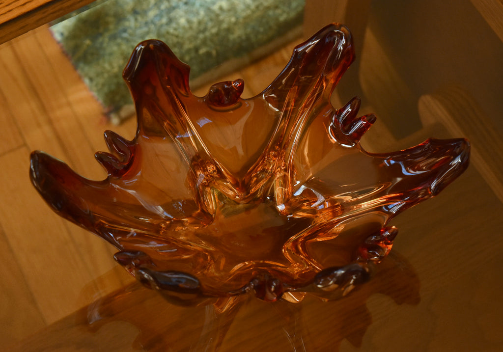 Vintage Handmade Glass "Lava Splash" Bowl