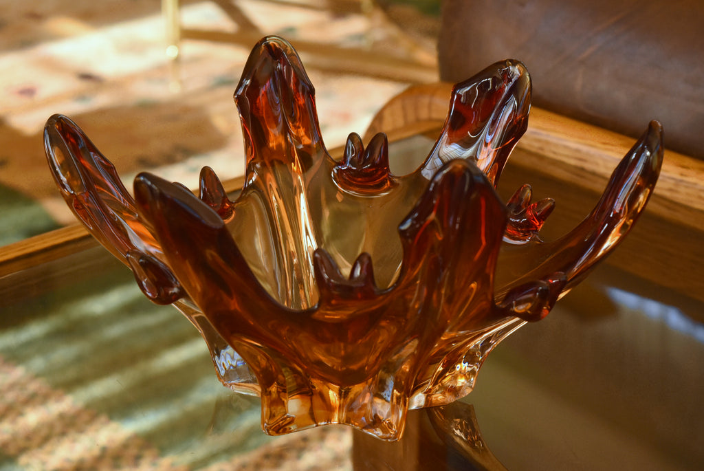 Vintage Handmade Glass "Lava Splash" Bowl