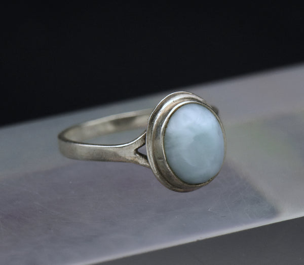 Vintage Handmade Larimar Sterling Silver Ring - Size 6.75