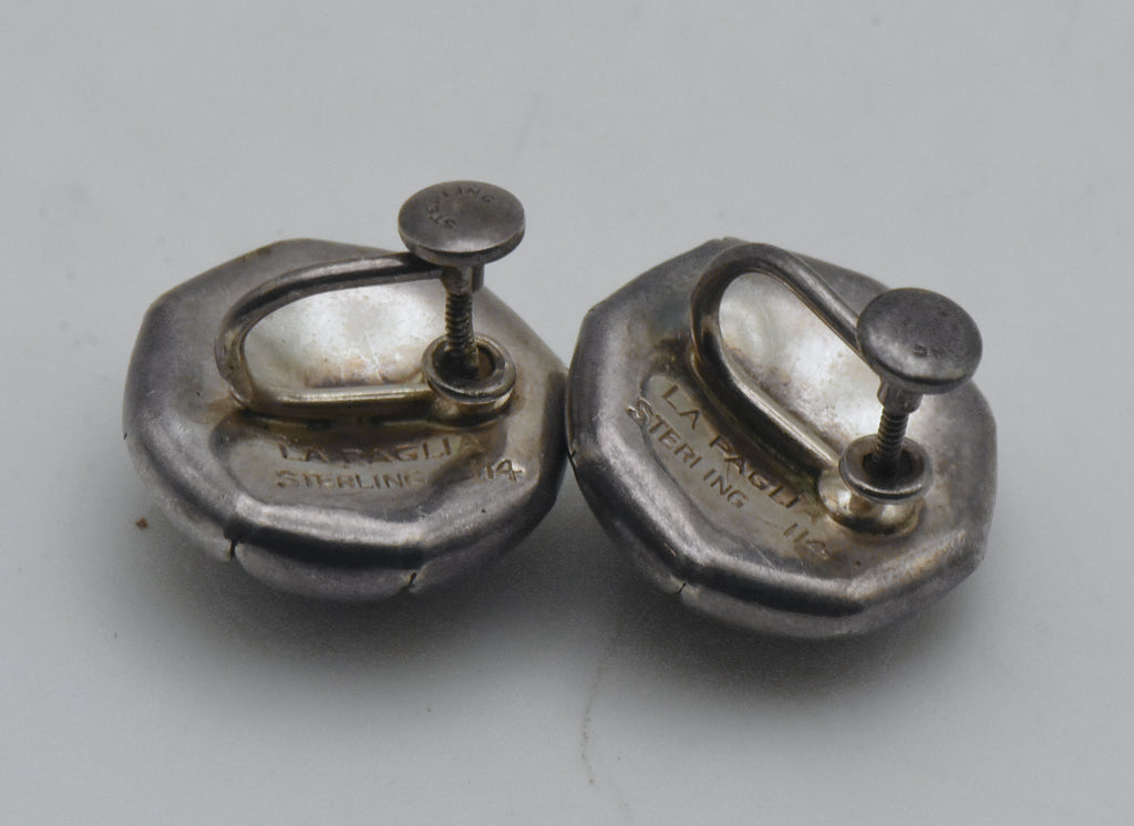 La Paglia - Vintage Sterling Silver Screw Back Earrings