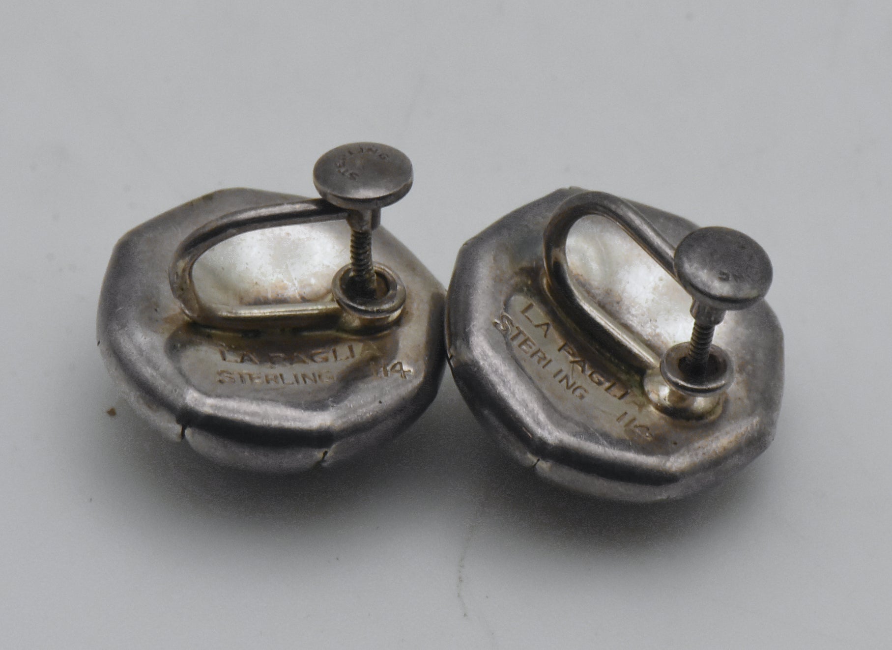 La Paglia - Vintage Sterling Silver Screw Back Earrings