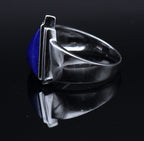 Vintage Lapis Lazuli and Diamonds Sterling Silver Ring - Size 10.25