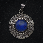Vintage Handmade Lapis Lazuli Sterling Silver Pendant