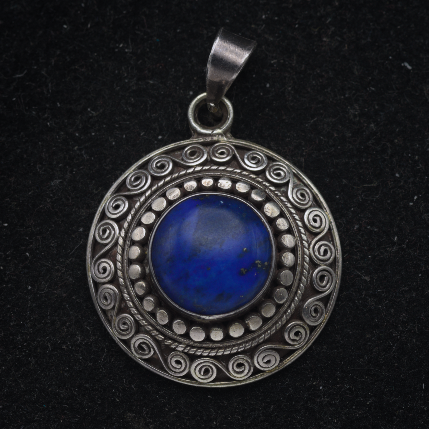 Vintage Handmade Lapis Lazuli Sterling Silver Pendant