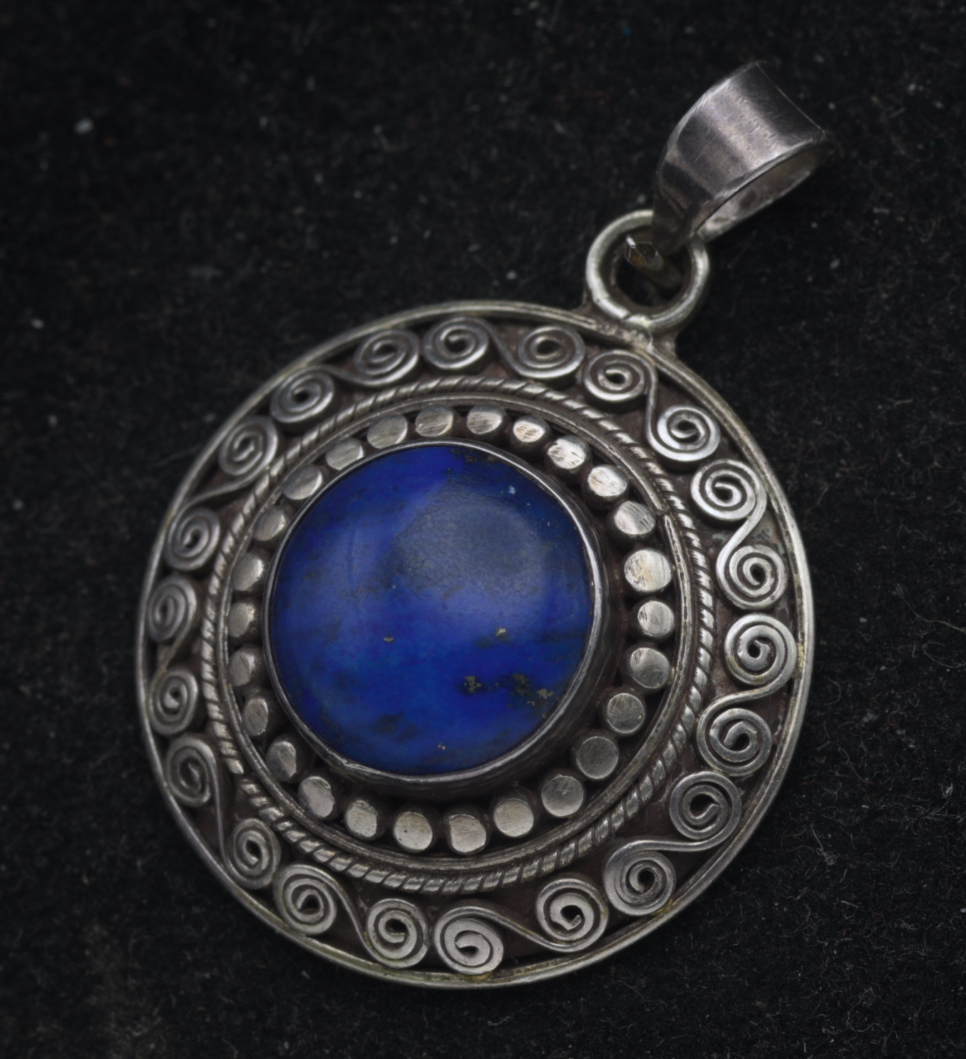 Vintage Handmade Lapis Lazuli Sterling Silver Pendant