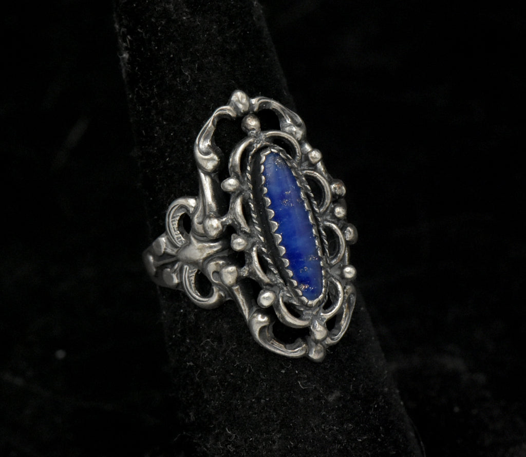 Vintage Sterling Silver Lapis Lazuli Ring - Size 5.25