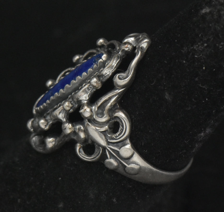 Vintage Sterling Silver Lapis Lazuli Ring - Size 5.25
