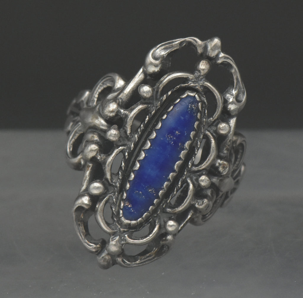 Vintage Sterling Silver Lapis Lazuli Ring - Size 5.25