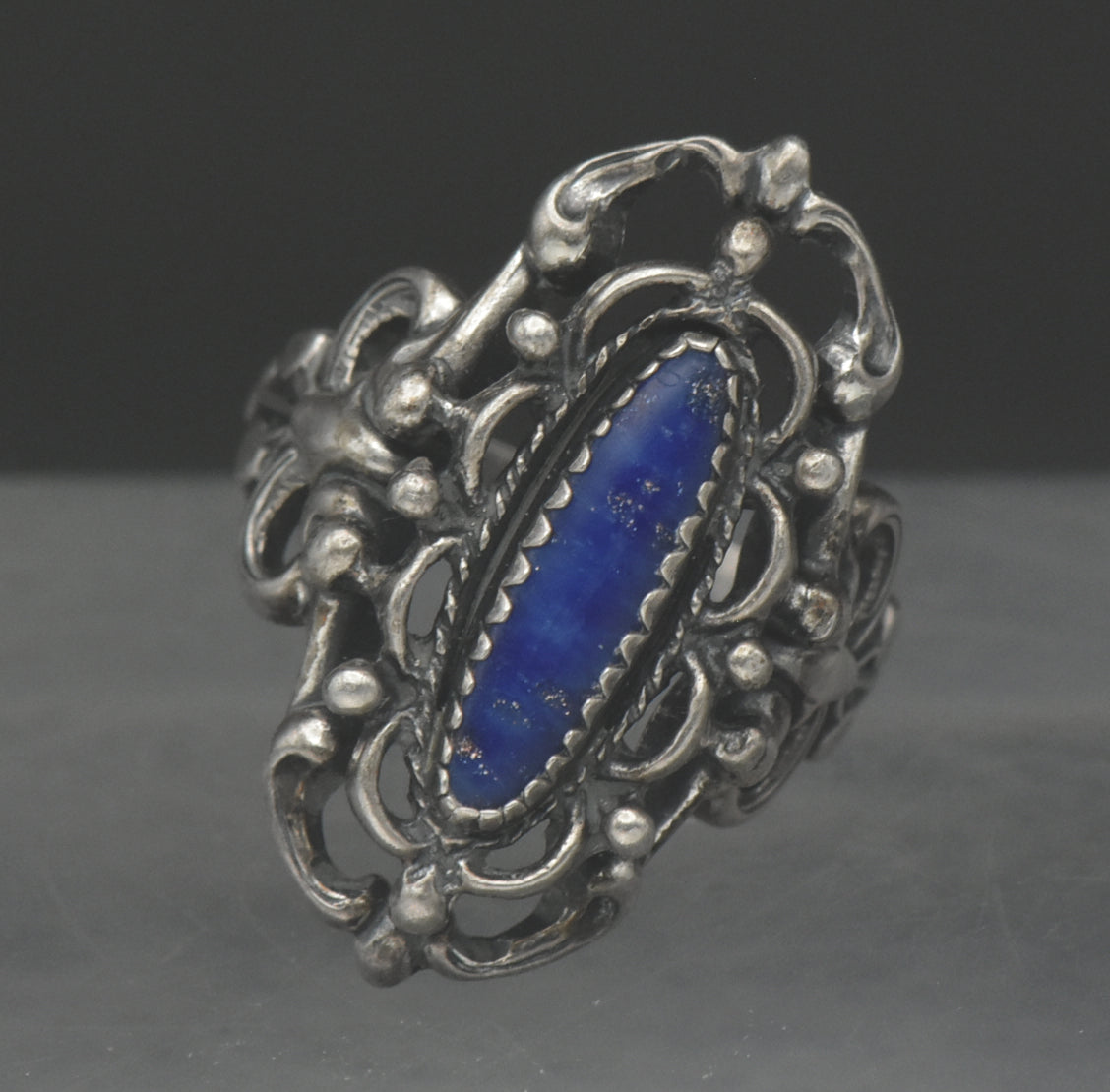 Vintage Sterling Silver Lapis Lazuli Ring - Size 5.25