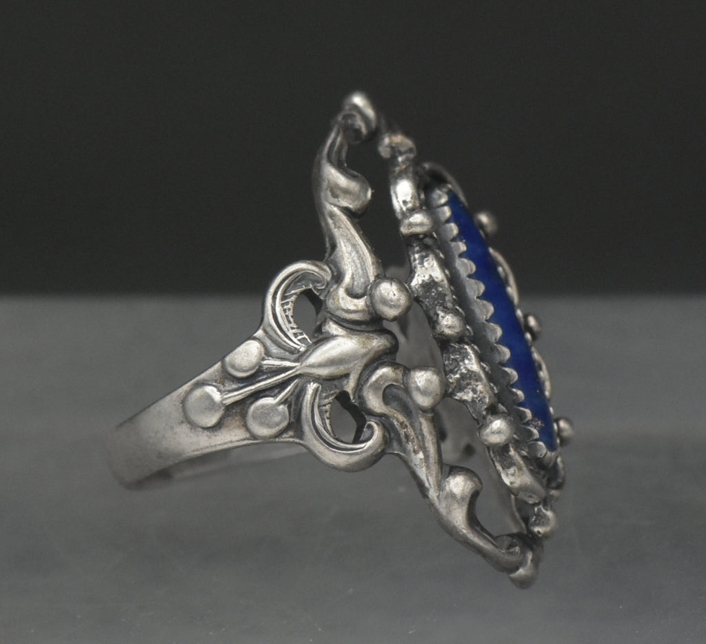 Vintage Sterling Silver Lapis Lazuli Ring - Size 5.25