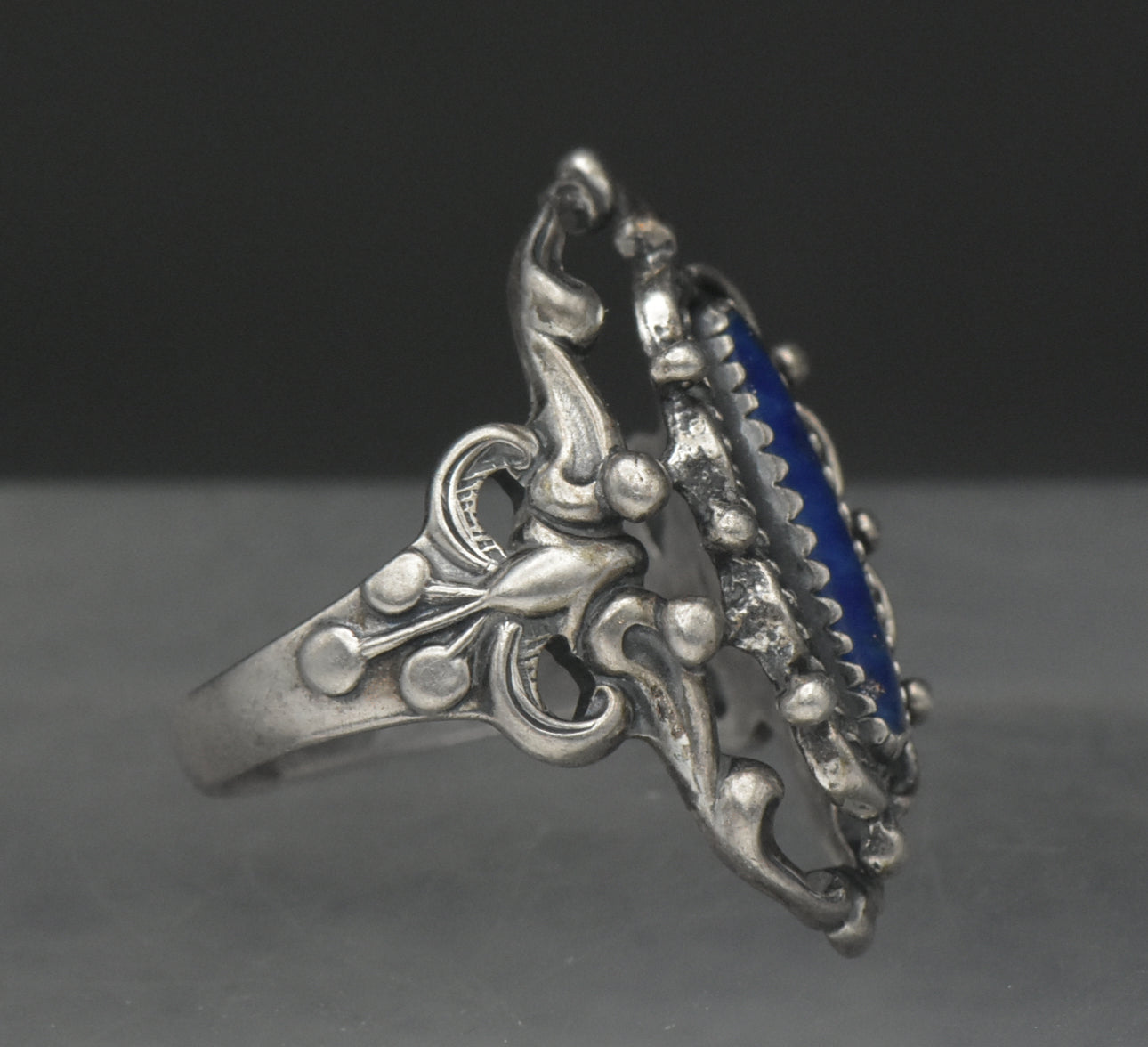 Vintage Sterling Silver Lapis Lazuli Ring - Size 5.25