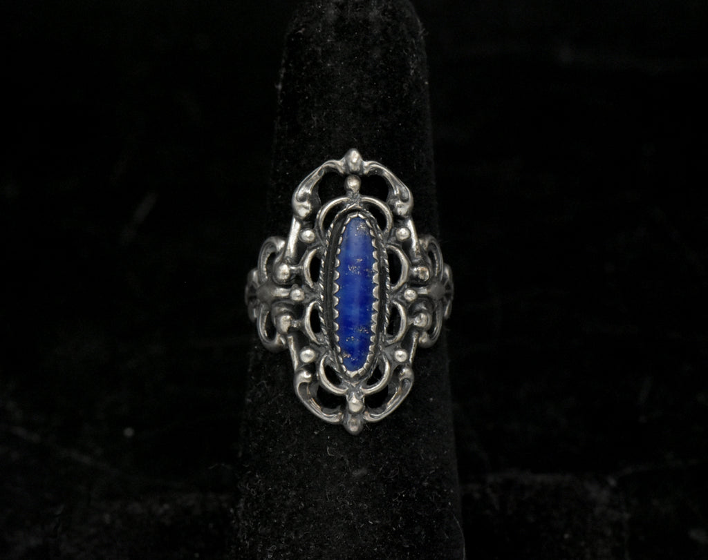 Vintage Sterling Silver Lapis Lazuli Ring - Size 5.25