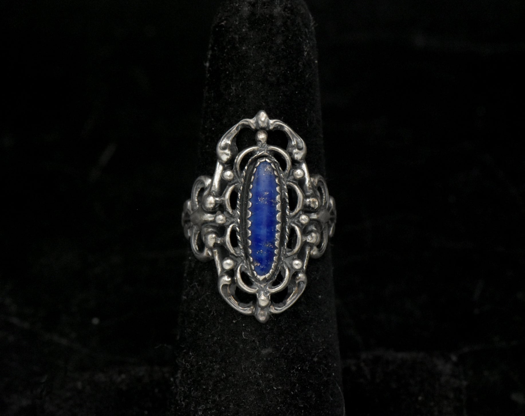 Vintage Sterling Silver Lapis Lazuli Ring - Size 5.25