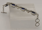 Vintage Handmade Lapis Lazuli and Moonstone Sterling Silver Link Bracelet