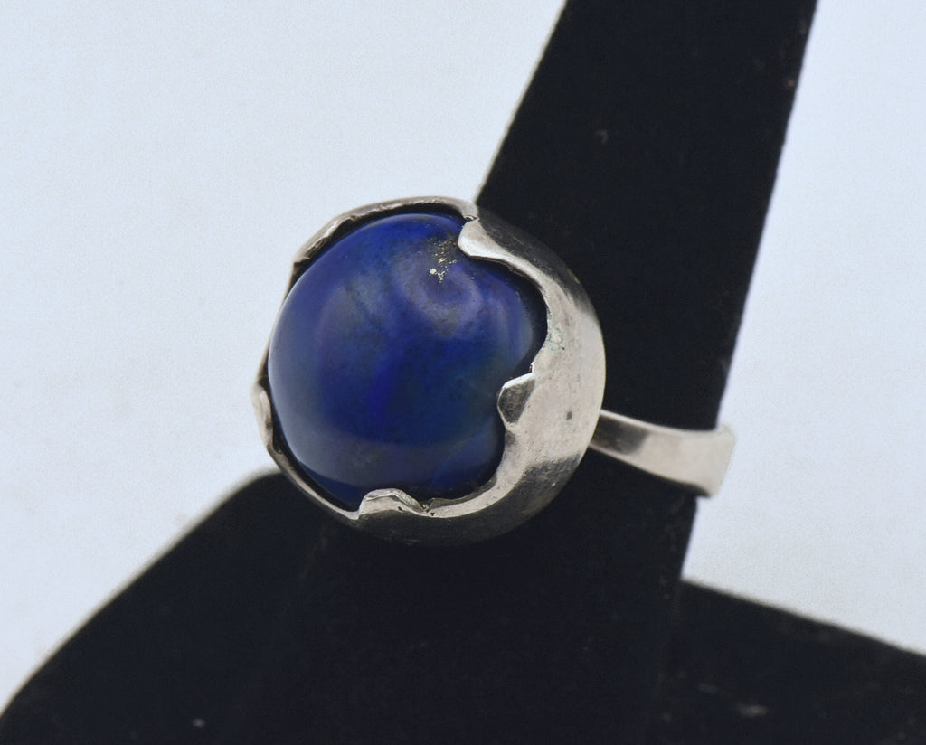Vintage Handmade Lapis Lazuli Sterling Silver Ring - Size 7.75