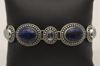 Vintage Handmade Lapis Lazuli and Moonstone Sterling Silver Link Bracelet