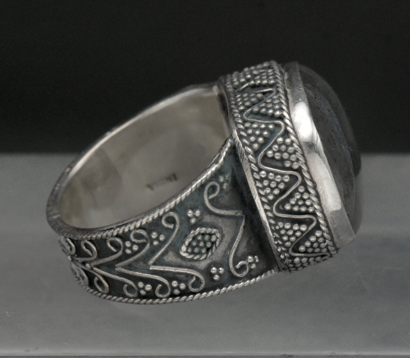 Vintage Handmade Sterling Silver Labradorite Ring - Size 6.5